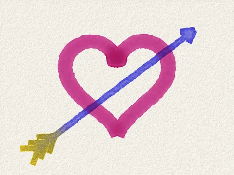 A heart with an arrow through it, painted in Paint Lab